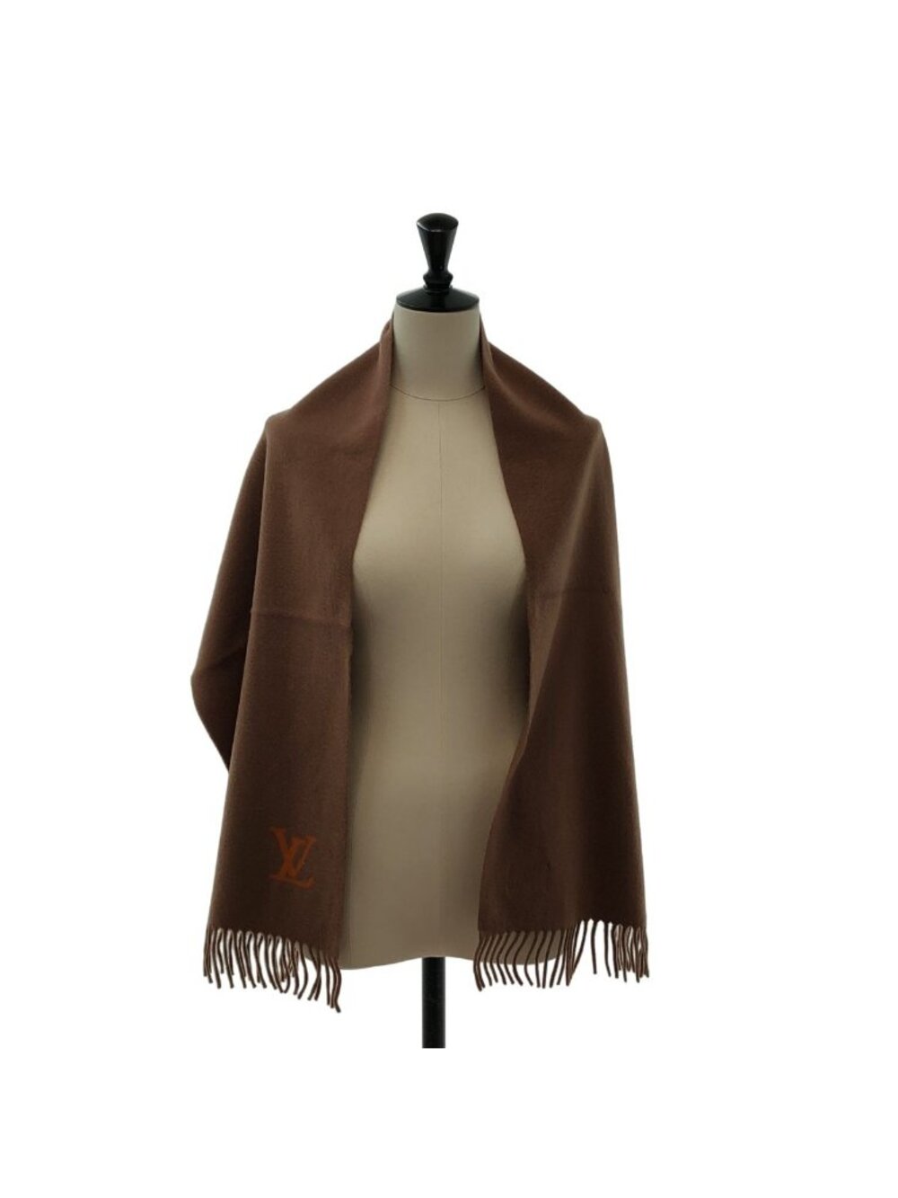 Louis Vuitton Cashmere 100% Fringe Scarf Brown